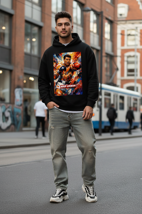 Black Hoodie with MAP URBAN Boxing Art