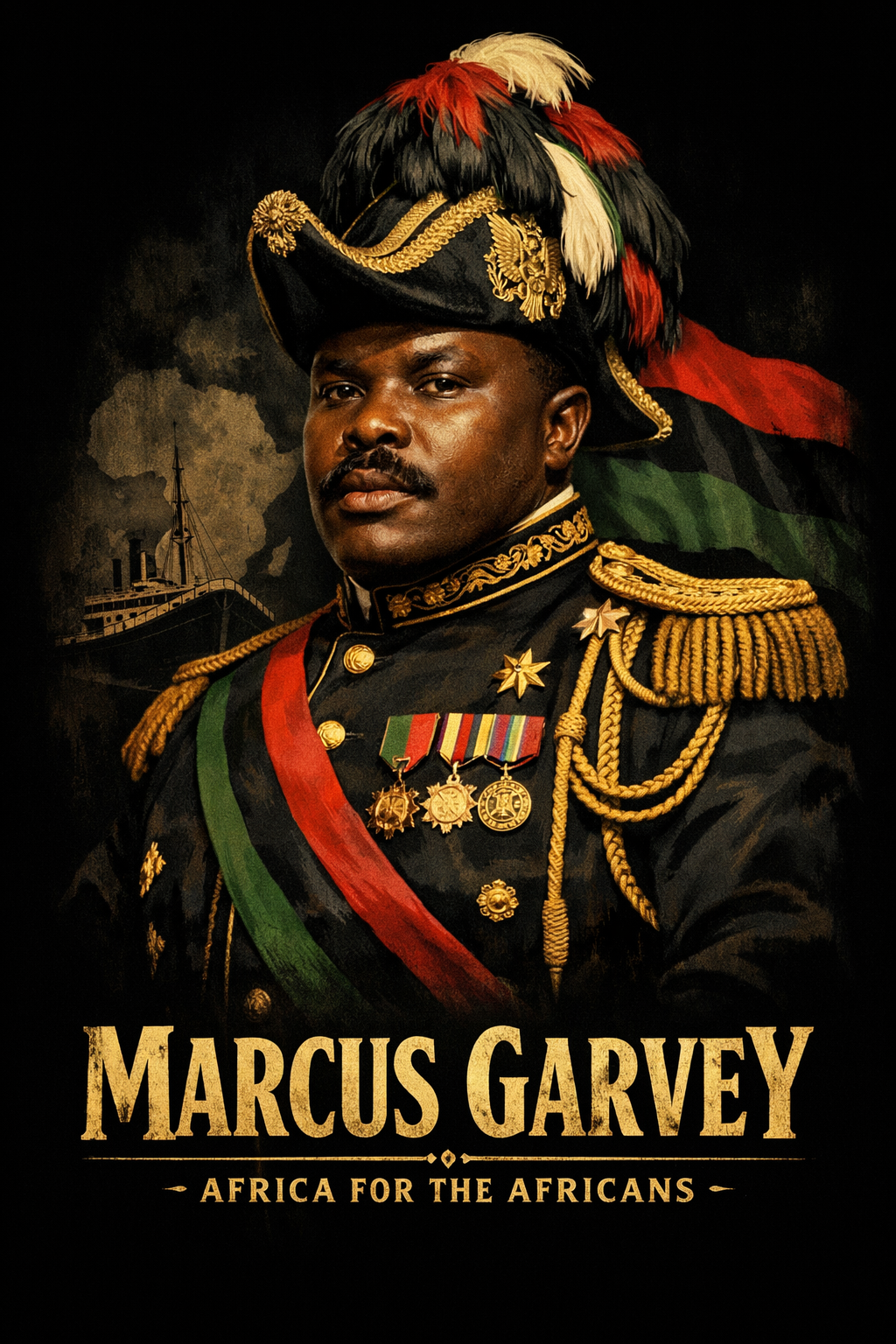 MAP URBAN Marcus Garvey UNIA Heritage Tee - Premium Black